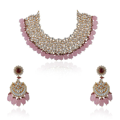 RIANA JEWELLERY Pink Beads Necklace Set