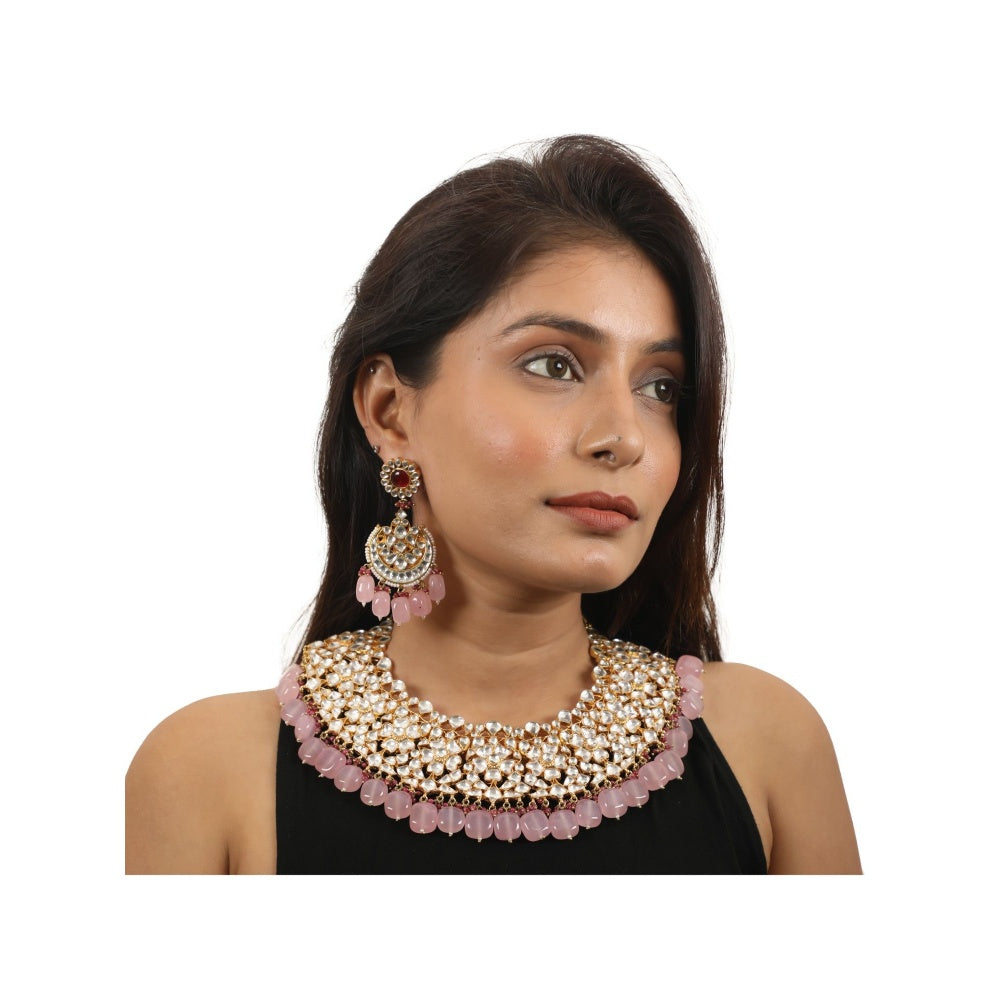 RIANA JEWELLERY Pink Beads Necklace Set