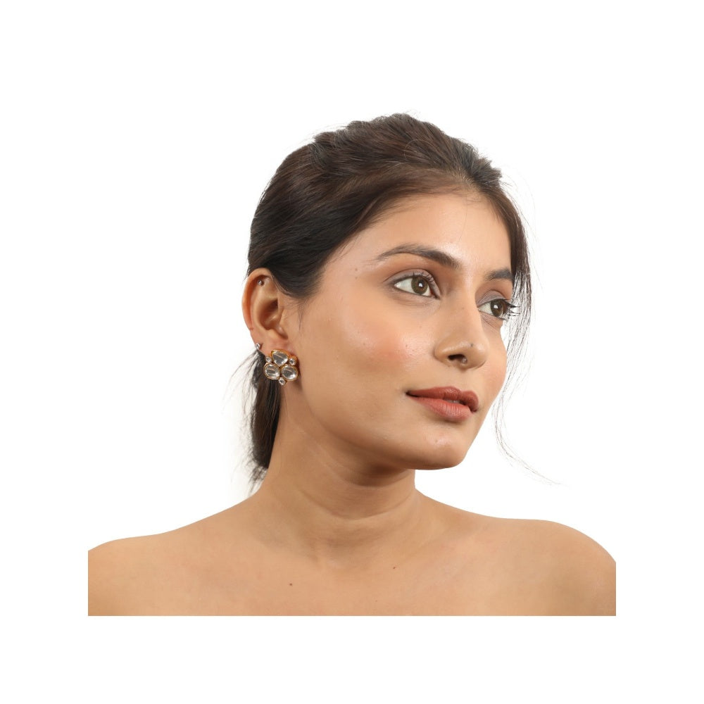 RIANA JEWELLERY White Jadtar Necklace Set