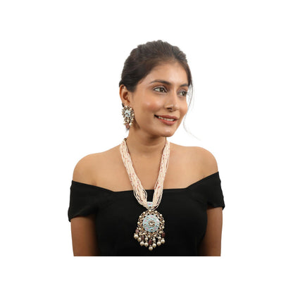 RIANA JEWELLERY Firozi Work Necklace Set