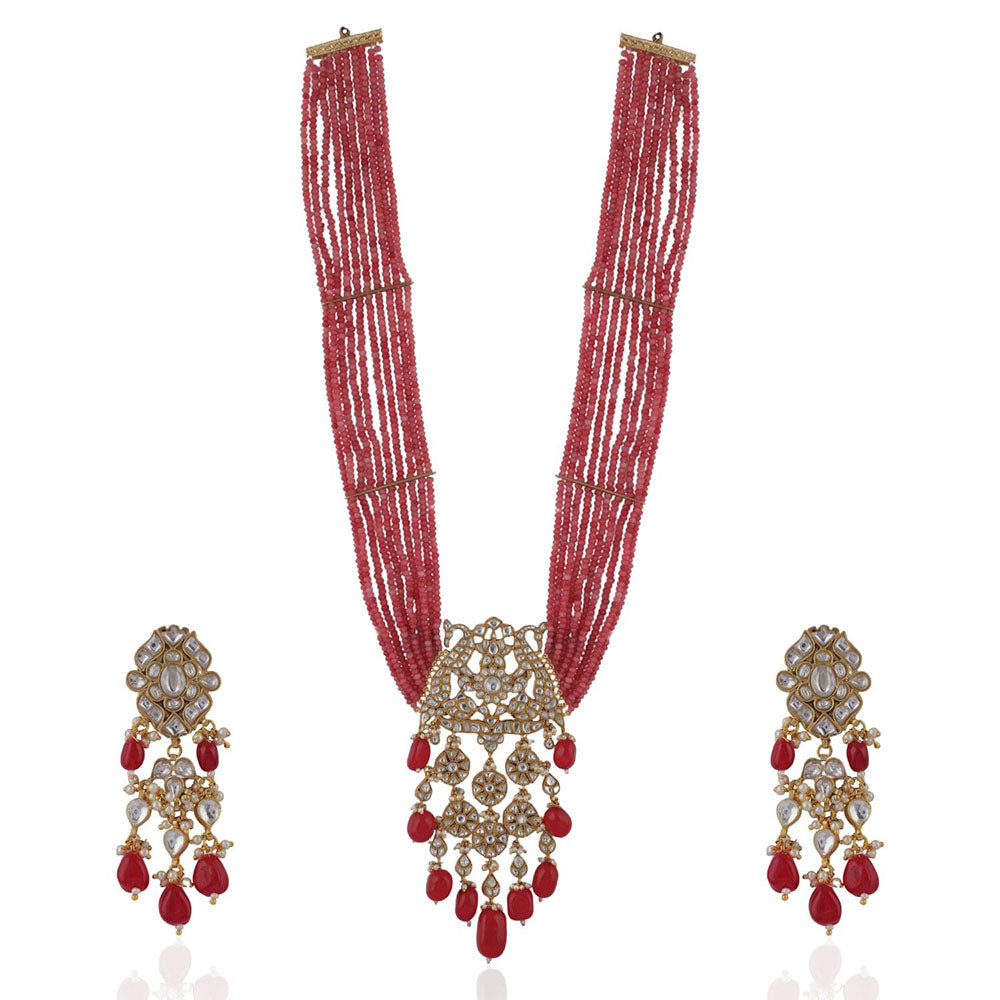 RIANA JEWELLERY Peach Necklace Set