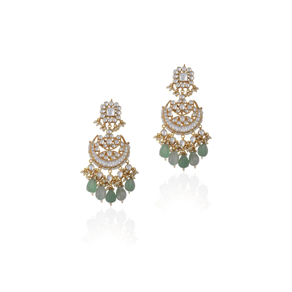 RIANA JEWELLERY White Jadtar Necklace Set