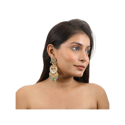 RIANA JEWELLERY White Jadtar Necklace Set
