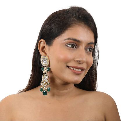 RIANA JEWELLERY Jhumki Earrings with Design Studs & Pearls