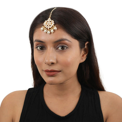 RIANA JEWELLERY White Pearl Maang Tikka