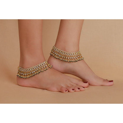 RIANA JEWELLERY Traditional Wear Green White Payal
