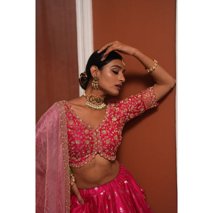 RIANA JEWELLERY Pink Green Minakari Bangle