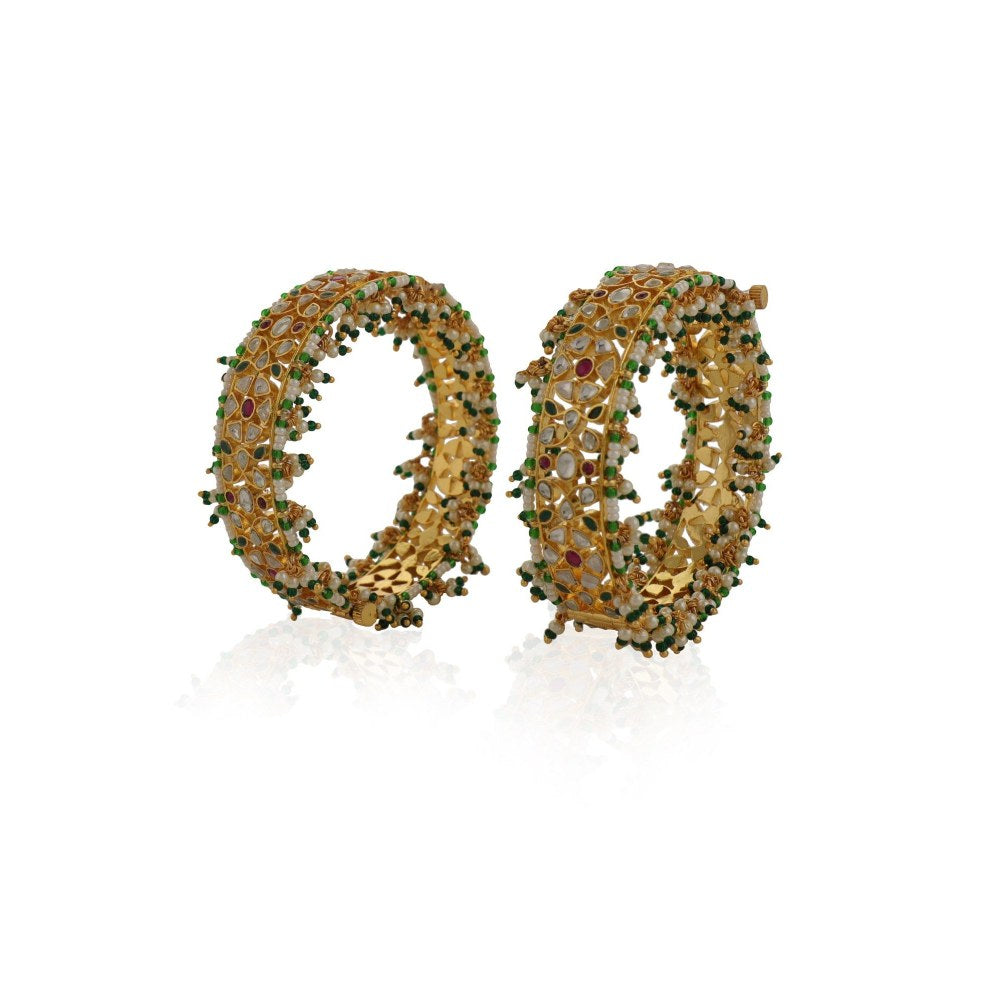 RIANA JEWELLERY Green Hangings Bangles