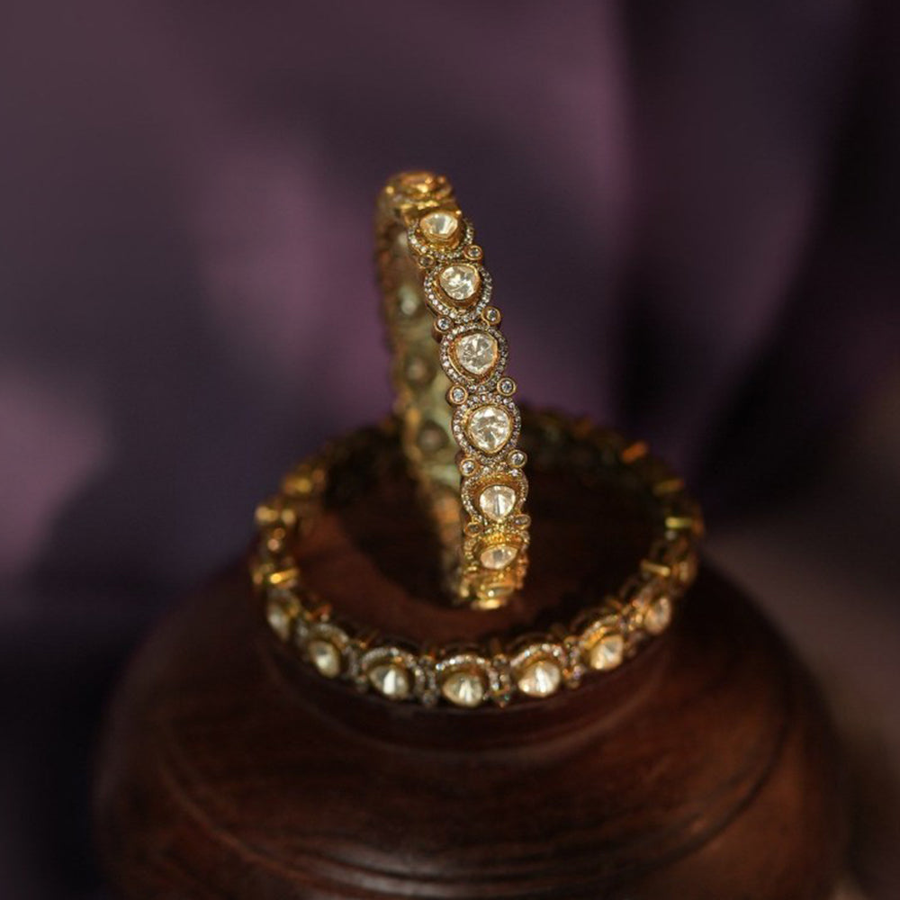 RIANA JEWELLERY Golden White Openable Bangle