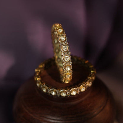 RIANA JEWELLERY Golden White Openable Bangle
