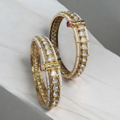 RIANA JEWELLERY Premium Quality Moissanite Stone Gold Plated Bangle