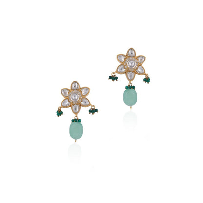 RIANA JEWELLERY Sea Green Gold Plated Drop Earrings