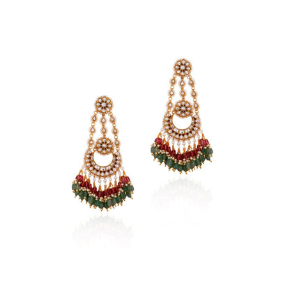 RIANA JEWELLERY Gold Plated Long Designer Dangler Earrings
