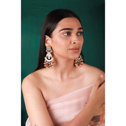 RIANA JEWELLERY Light Pink Beaded Long Earrings