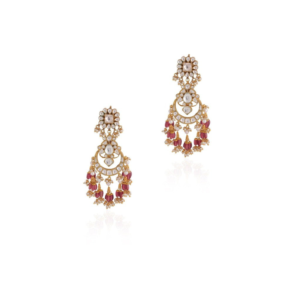 RIANA JEWELLERY Light Pink Beaded Long Earrings