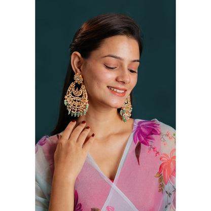 RIANA JEWELLERY Indian Traditional Wear White Jadtar Stone Chandbaali