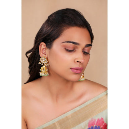 RIANA JEWELLERY Jadau Floral Jhumka Earrings