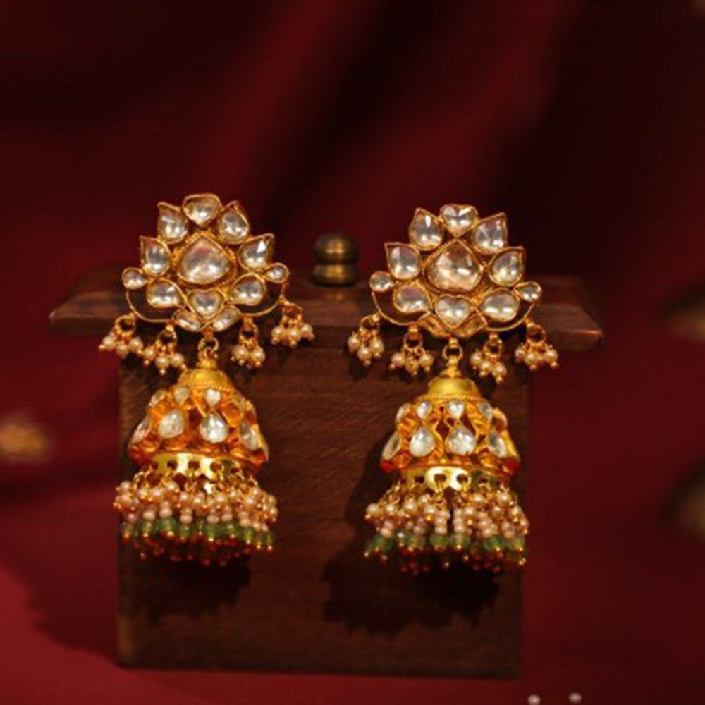 RIANA JEWELLERY Jadau Floral Jhumka Earrings