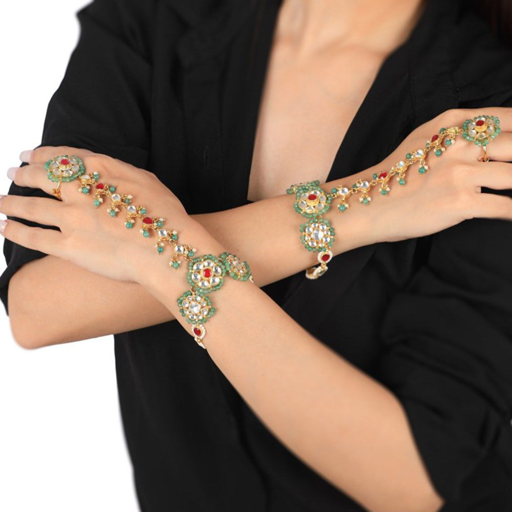 RIANA JEWELLERY Multi-coloured Hathphool