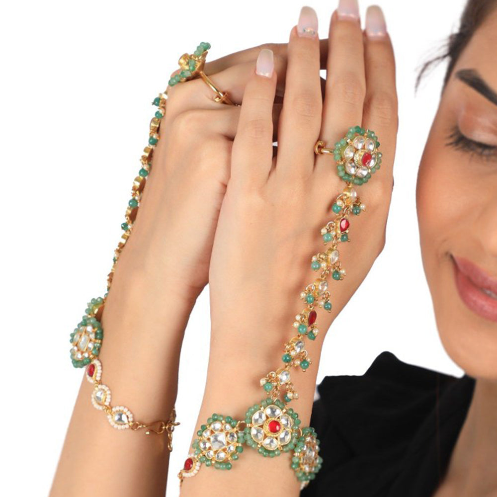 RIANA JEWELLERY Multi-coloured Hathphool