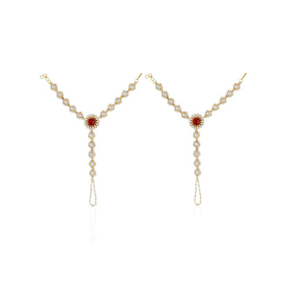 RIANA JEWELLERY Gemstone Hathful With Floral Delicate Design For Women