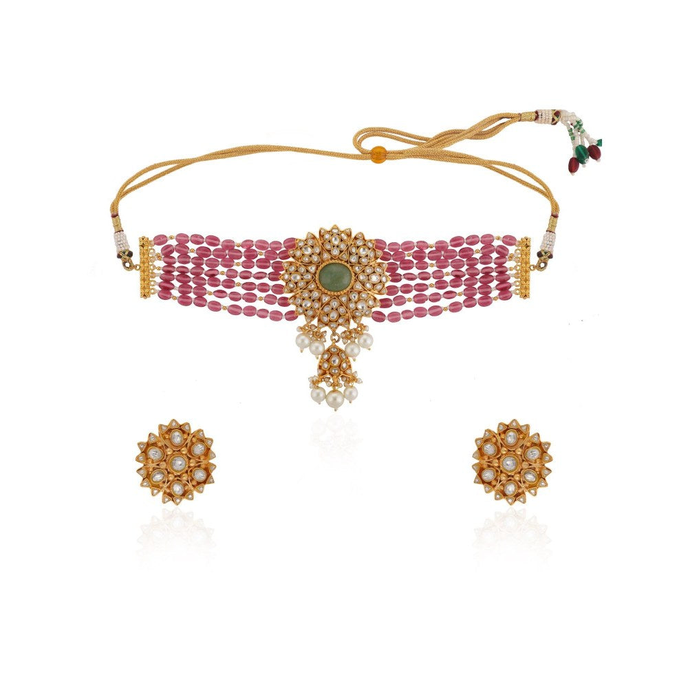 RIANA JEWELLERY Light Pink Choker Set