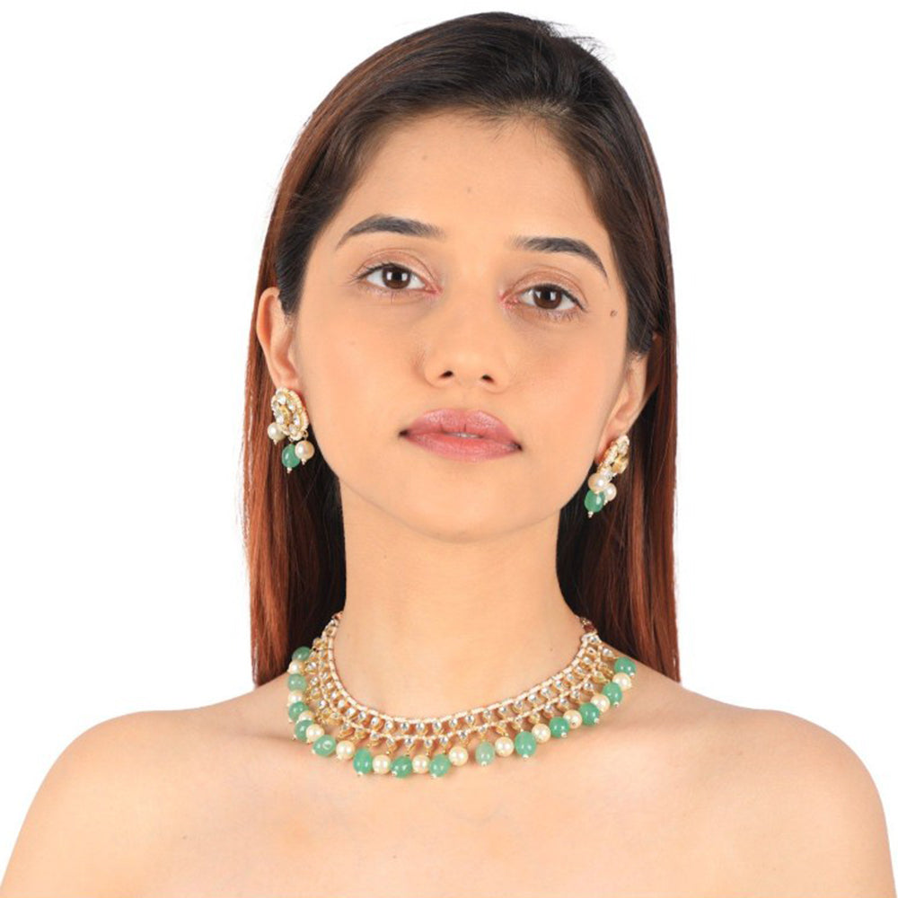 RIANA JEWELLERY White Pearl Choker Set