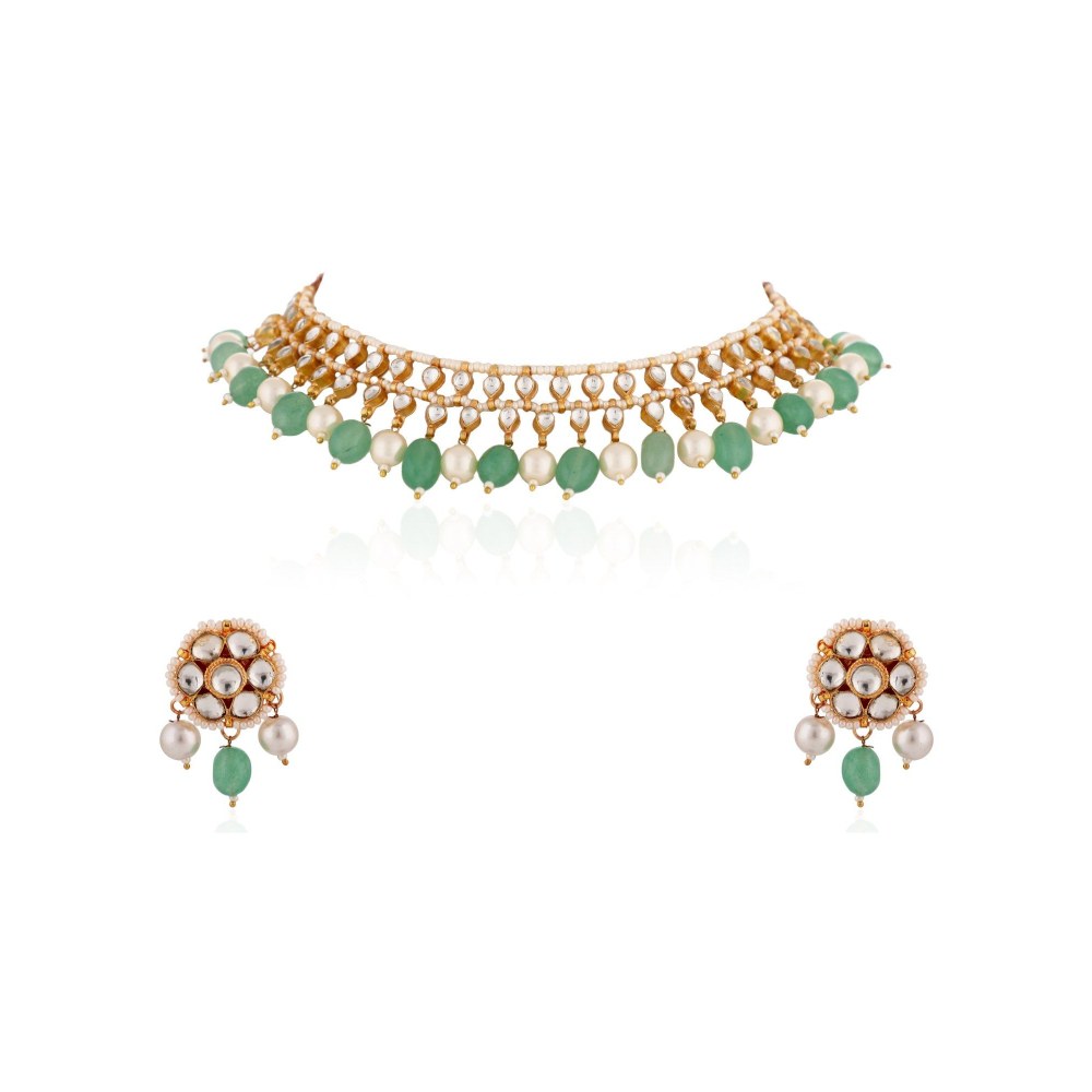 RIANA JEWELLERY White Pearl Choker Set