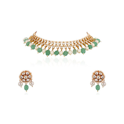 RIANA JEWELLERY White Pearl Choker Set