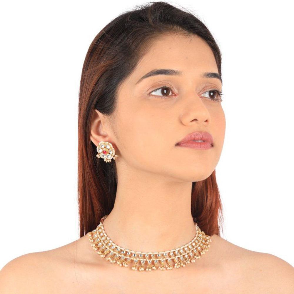 RIANA JEWELLERY White Choker With Stud