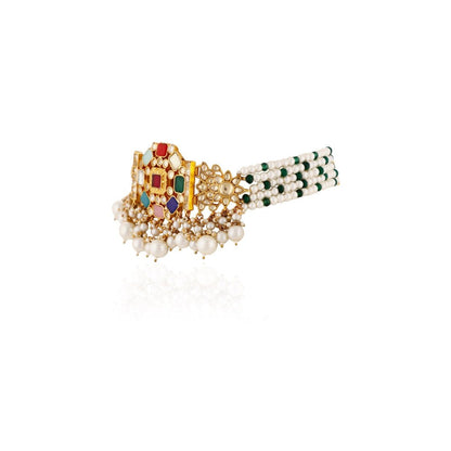 RIANA JEWELLERY Navratna Choker With Jhumki