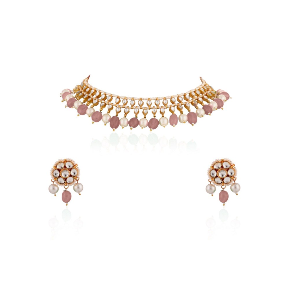 RIANA JEWELLERY Pastel Pink Choker Set