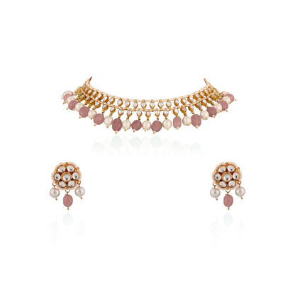 RIANA JEWELLERY Pastel Pink Choker Set