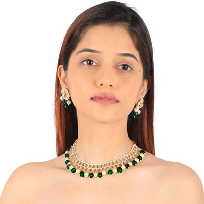 RIANA JEWELLERY Green White Choker Set