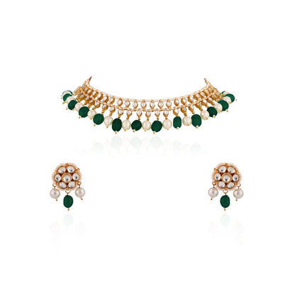 RIANA JEWELLERY Green White Choker Set