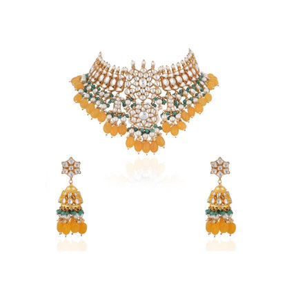 RIANA JEWELLERY Haldi Special Yellow Choker Set