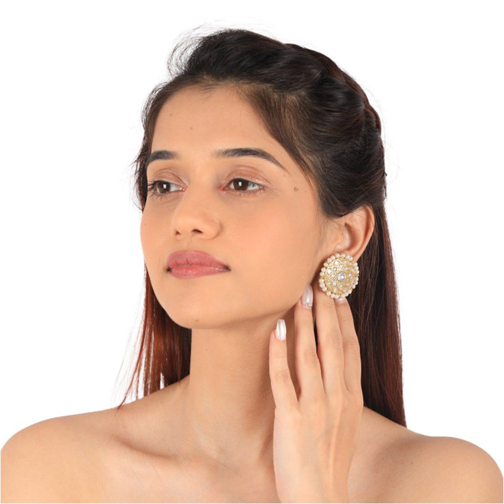 RIANA JEWELLERY Glamorous White Pearl Choker Set