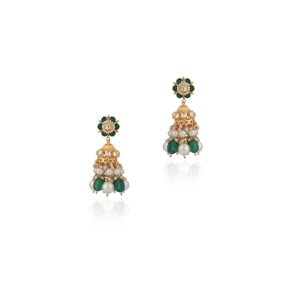RIANA JEWELLERY Floral Design Choker With Jhumka