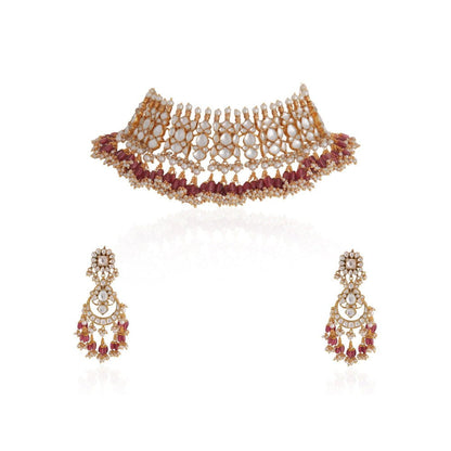 RIANA JEWELLERY Handcrafted Polki Kundan Necklace Set