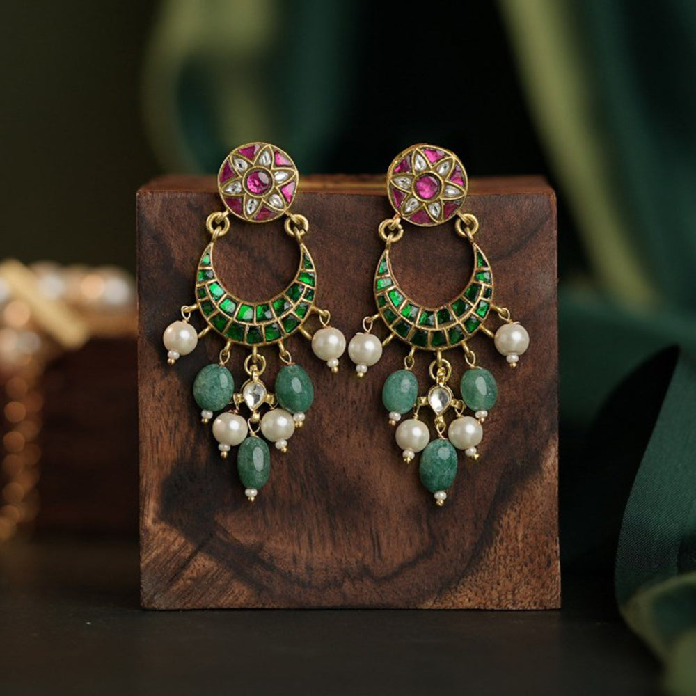 RIANA JEWELLERY Elegant Yet Simple Pink And Green Choker Set