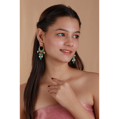 RIANA JEWELLERY Elegant Yet Simple Pink And Green Choker Set
