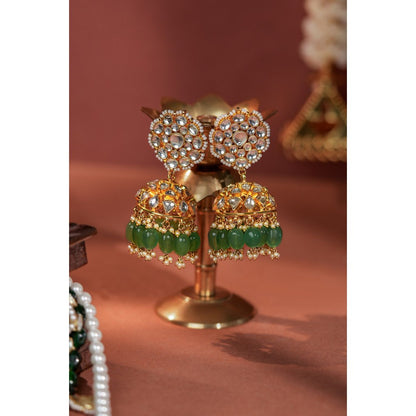 RIANA JEWELLERY Jade Green Bridal Necklace With Jhumki Earrings