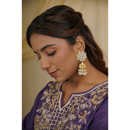 RIANA JEWELLERY Indian Traditional Wear White Pearl Jhumka