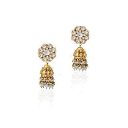 RIANA JEWELLERY Indian Traditional Wear White Pearl Jhumka