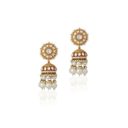 RIANA JEWELLERY White Gold Pearl Jhumka Trendy Jhumka Earrings