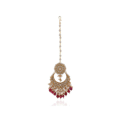 RIANA JEWELLERY Rani Pink Jadtar Maang Tikka