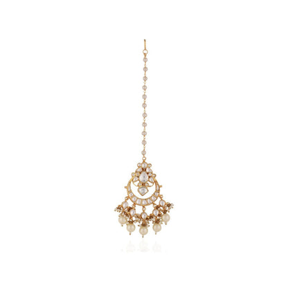 RIANA JEWELLERY Gold Finish Pearl Maang Tikka