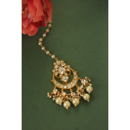 RIANA JEWELLERY Gold Finish Pearl Maang Tikka