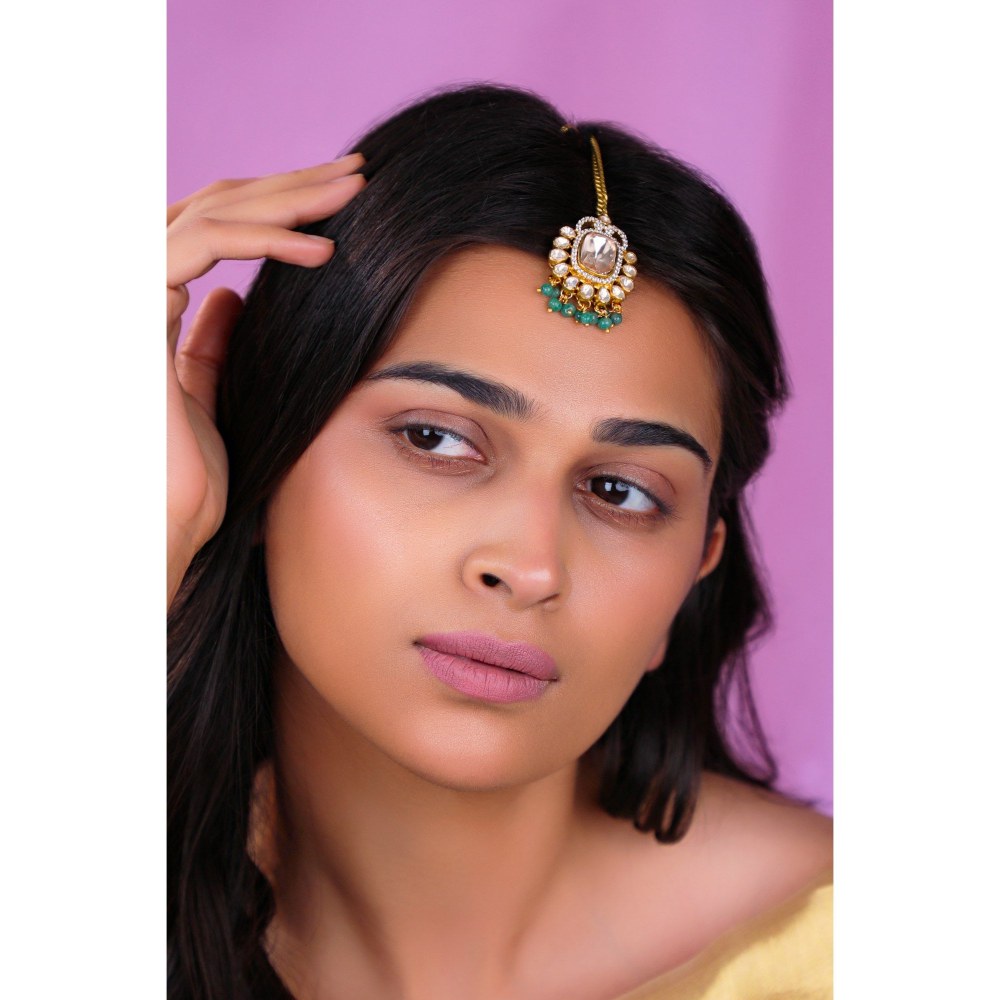 RIANA JEWELLERY Monzonite Stone Maang Tikka