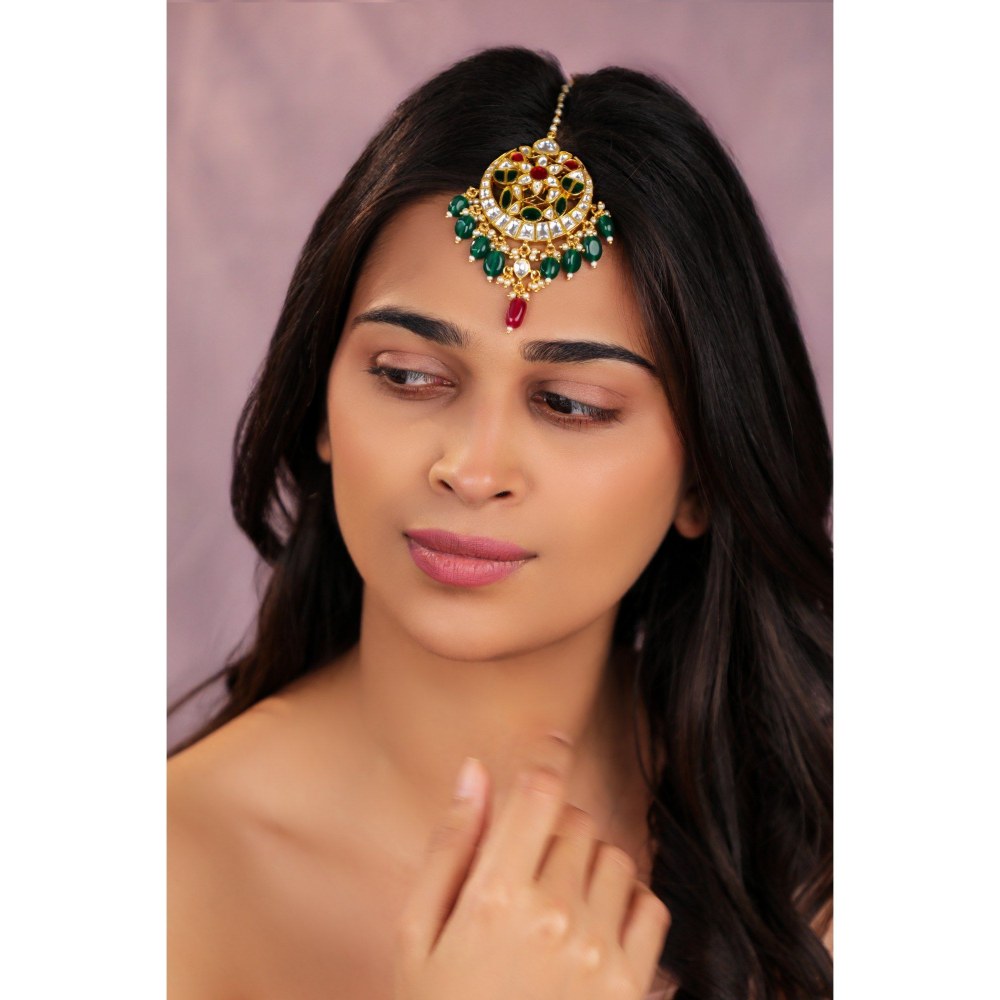RIANA JEWELLERY Ethnic Multicolour Design Maang Tikka